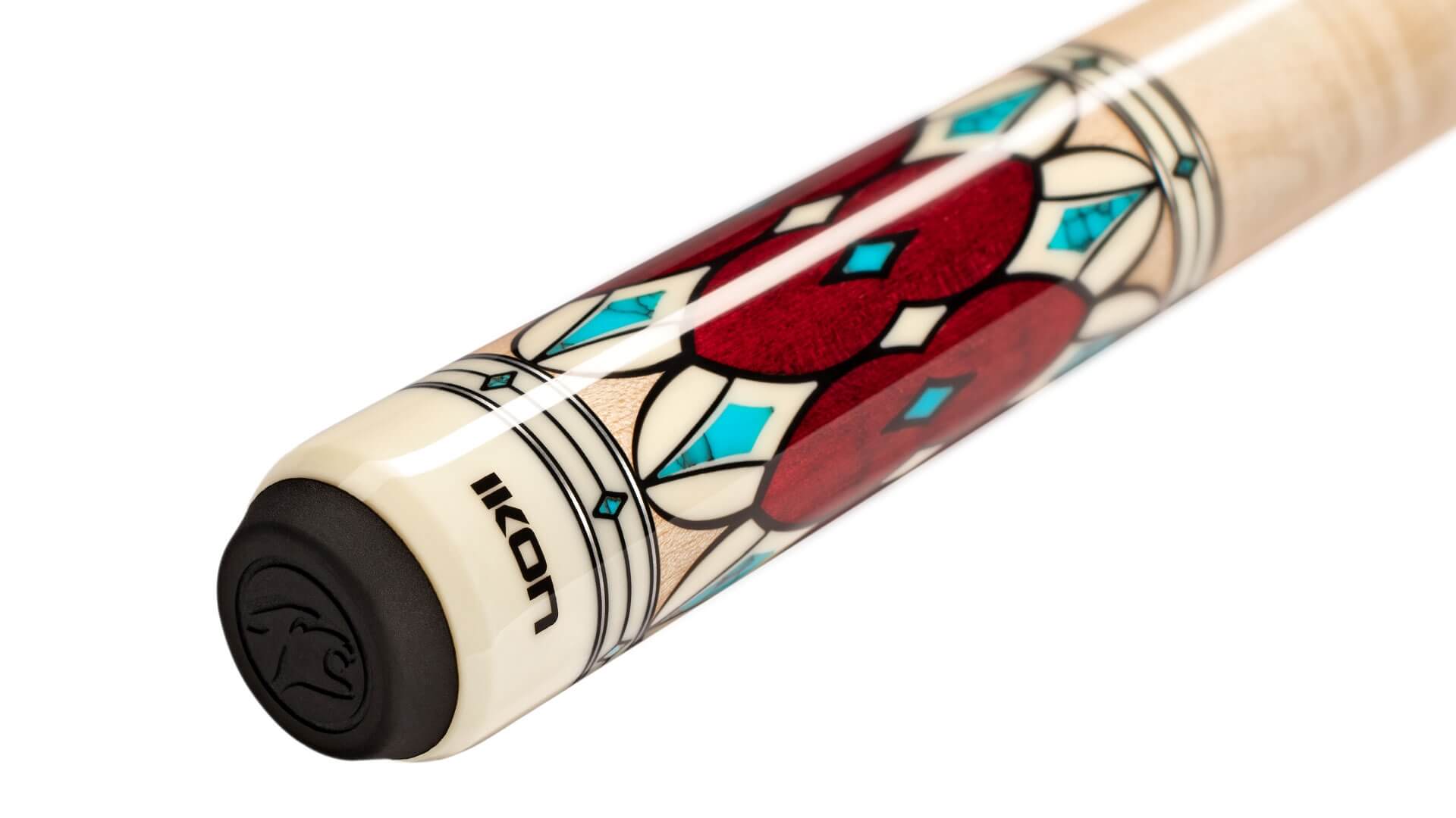 Predator – Ikon4 4 Pool Cue Burgundy-Stained Curly Maple Points – Wrapless – Detail Predator - Ikon4 4 Pool Cue Burgundy-Stained Curly Maple Points - Wrapless - Detail