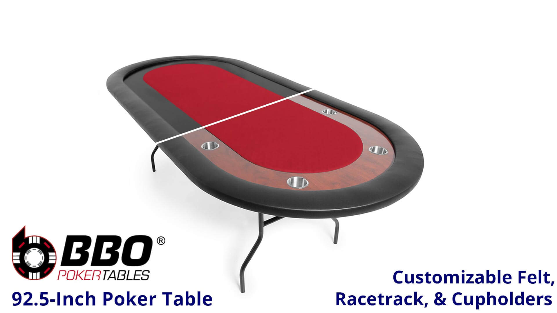 BBO—Poker-Table—UPT—Table—Multiple-Racetrack—With-Ten-Cupholders—Standard-Felt—Red BBO---Poker-Table---UPT---Table---Multiple-Racetrack---With-Ten-Cupholders---Standard-Felt---Red
