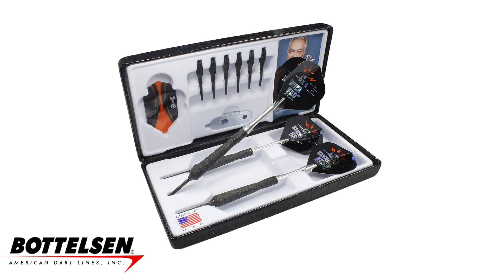 Bottelsen-Hammer-Head-Russ-Lopez-Signature-Xtreme-Shark-Skins-Convertables-Steel-Tip-Black-Dart-Case