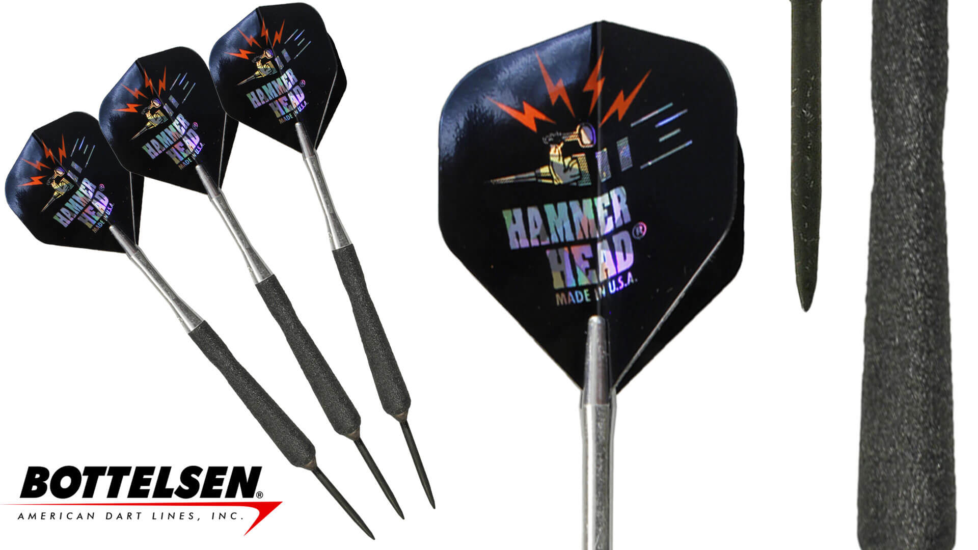 Bottelsen-Hammer-Head-Russ-Lopez-Signature-Xtreme-Shark-Skins-Convertables-Steel-Tip-Black-Dart-Set
