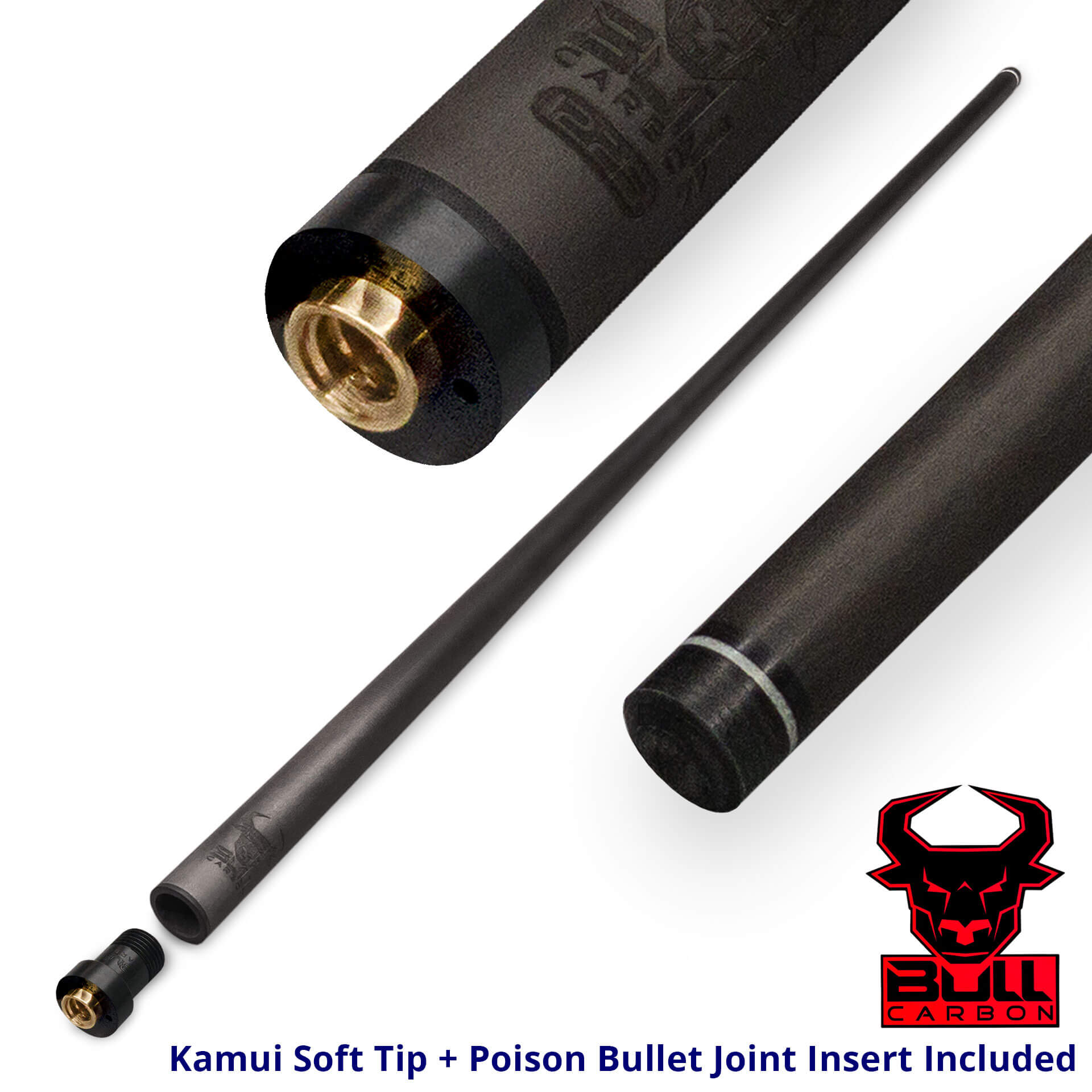 Pool-Cue-Bull-Carbon-Shaft-Poison-Bullet-Inserted Bull Carbon Fiber Shaft - Kamui Tip + Poison Bullet Joint Insert for Sale