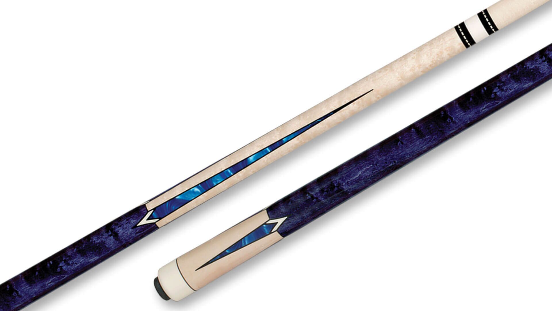 Pechauer – Glossy Birdseye Maple Pool Cue Blue Stain – JP09 - Image 1
