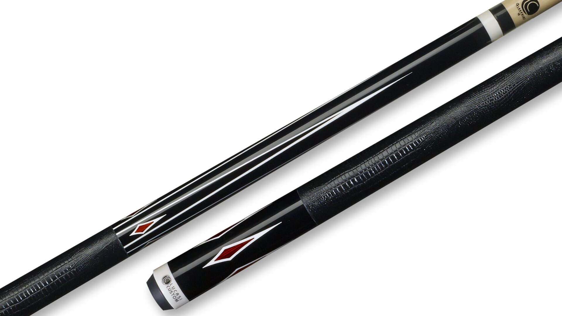 Lucasi - Black Pool Cue Zebra Wood Cocobolo Lizard Wrap - LZSE4 - Image 1