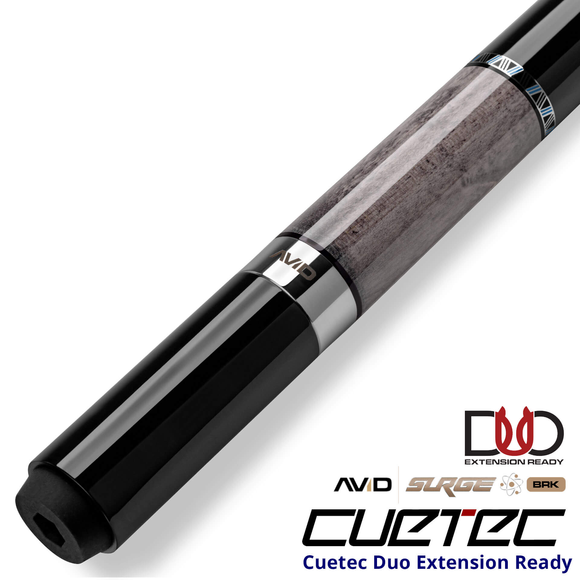 23-CT-AVID-SURGE-BRK-GREY-95-331NW-DUO Cuetec Cues AVID Surge Break Pool Cue - Grey - Duo Extension Ready