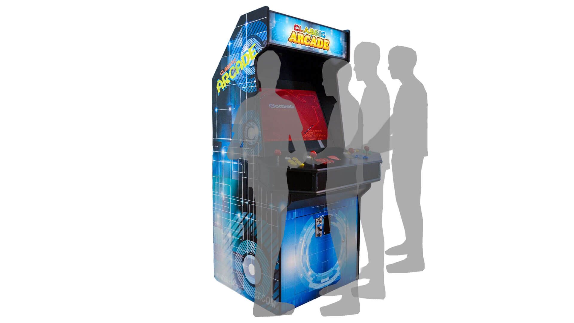 4 Player Widescreen Arcade Cabinet with Scale Stand-Ins 4 Player Widescreen Arcade Cabinet with Scale Stand-Ins
