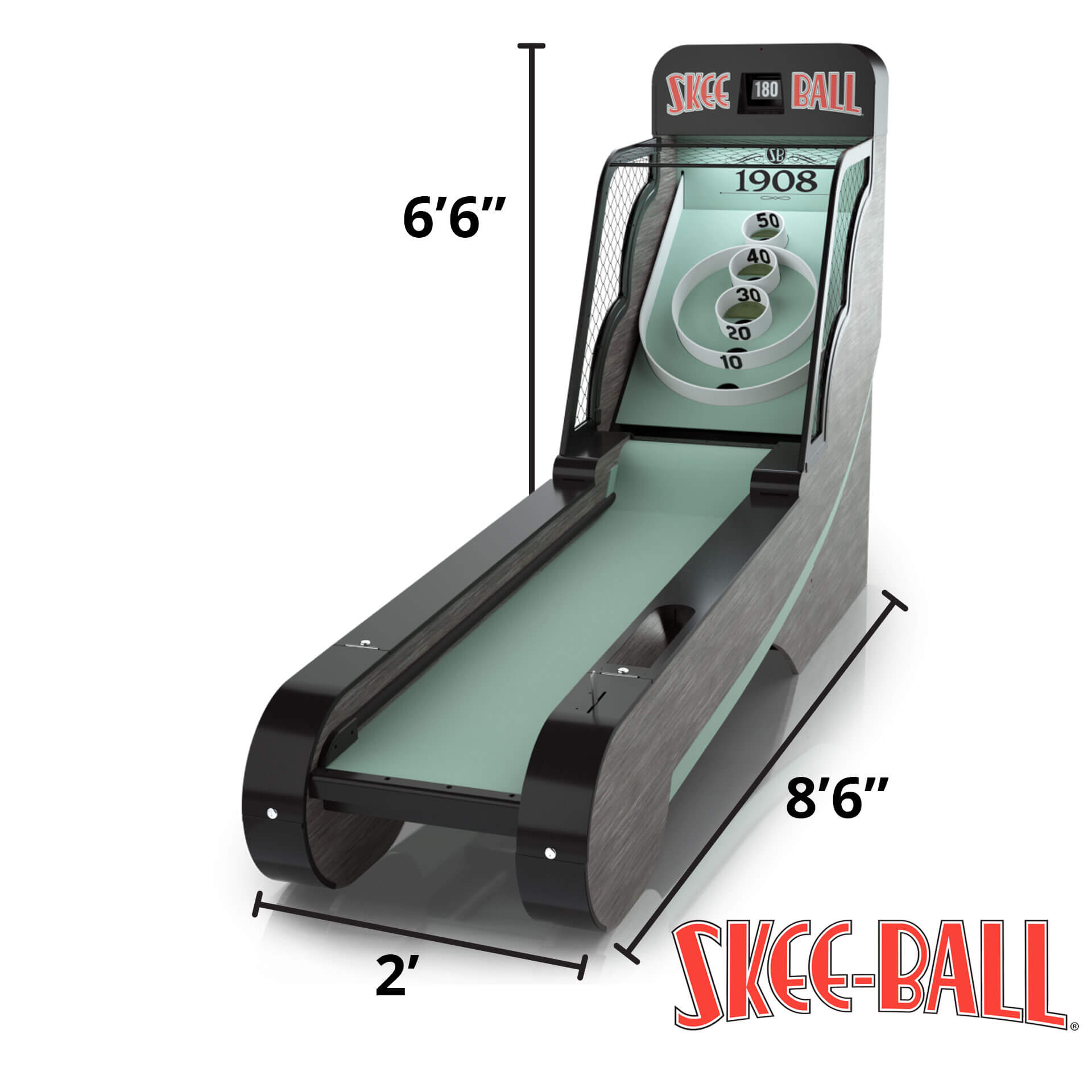 Skee-Ball Arcade Machine “1908” – Dimensions Skee-Ball Arcade Machine "1908" for Sale