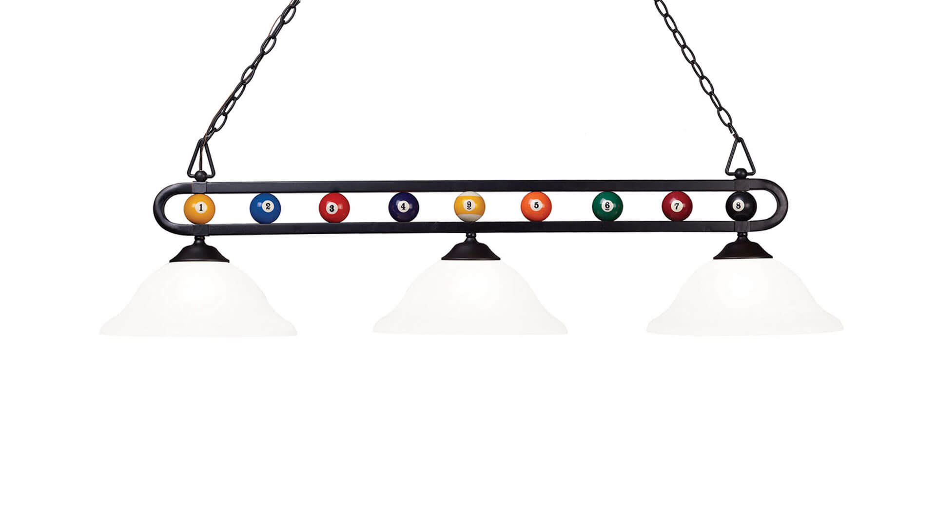 3-Light Pool Table Light Matte Black – “Billiard Balls” 3-Light Pool Table Light Matte Black - "Billiard Balls" for Sale