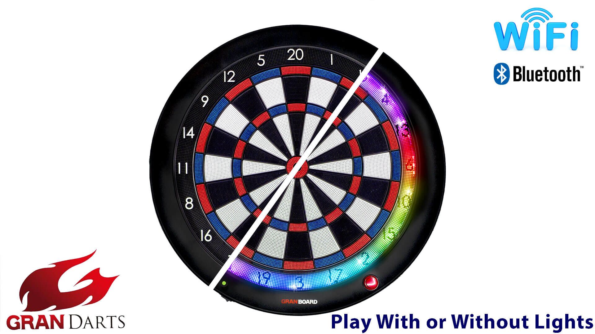 Gran-Board-3-S—Blue—Soft-Tip-Dart-Board-with-LED-Off-Comparison