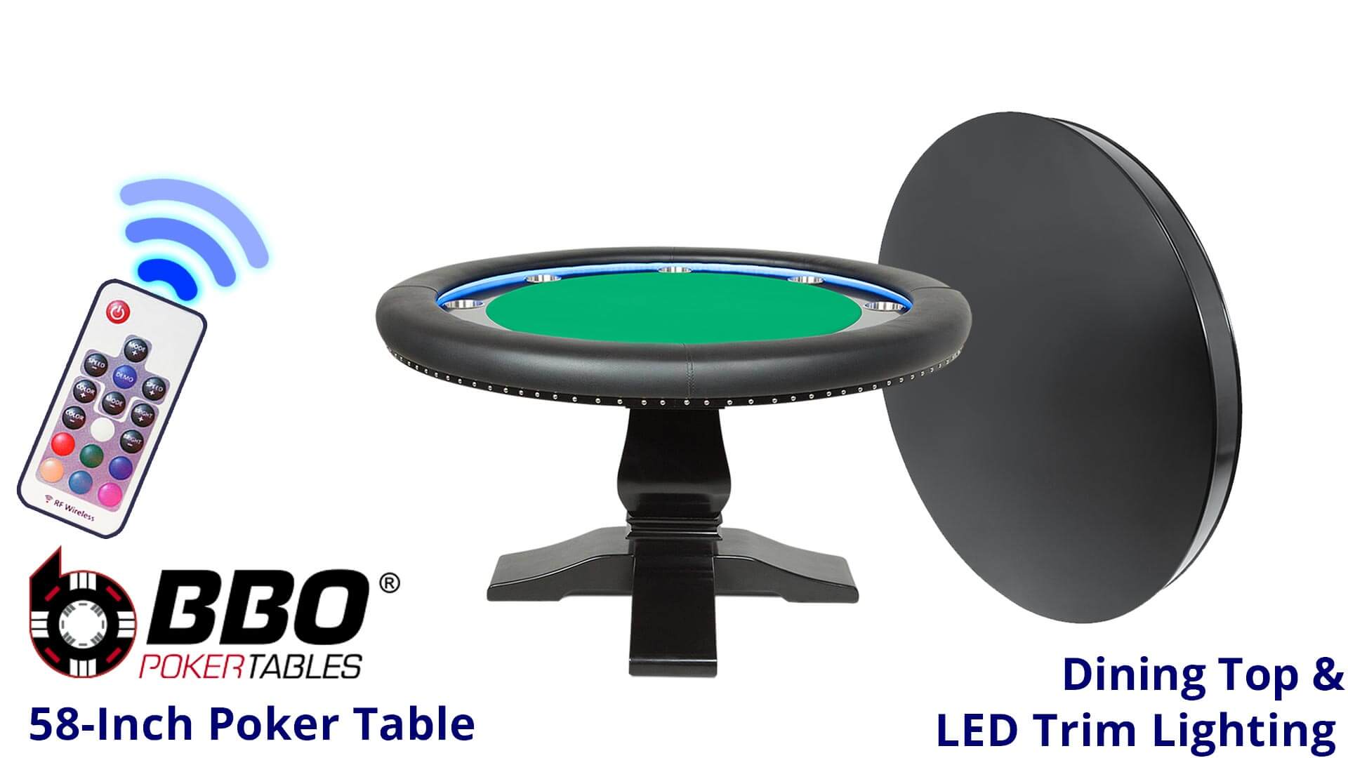 BBO—Poker-Table—Ginza—Table-with-Dining-Top—Standard-Felt—Green BBO---Poker-Table---Ginza---Table-with-Dining-Top---Standard-Felt---Green