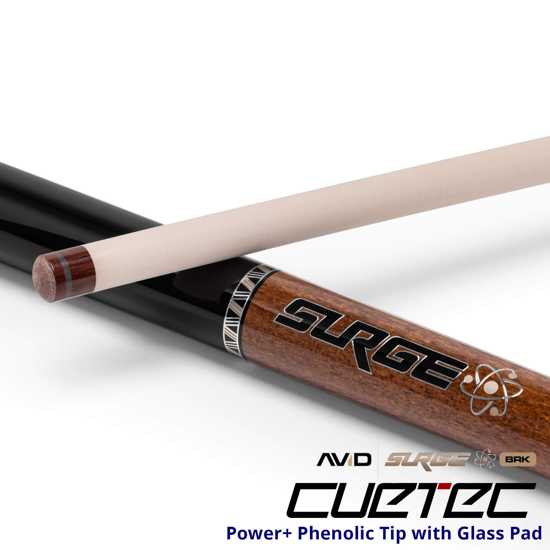 23-CT-AVID-SURGE-BRK-BROWN-95-332NW-TIP-LOGO Cuetec Cues AVID Surge Break Pool Cue - Brown - Power+ Phenolic Tip
