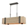 Brass & Natural Wood Pool Table Light - "Wooden Crate" Wider