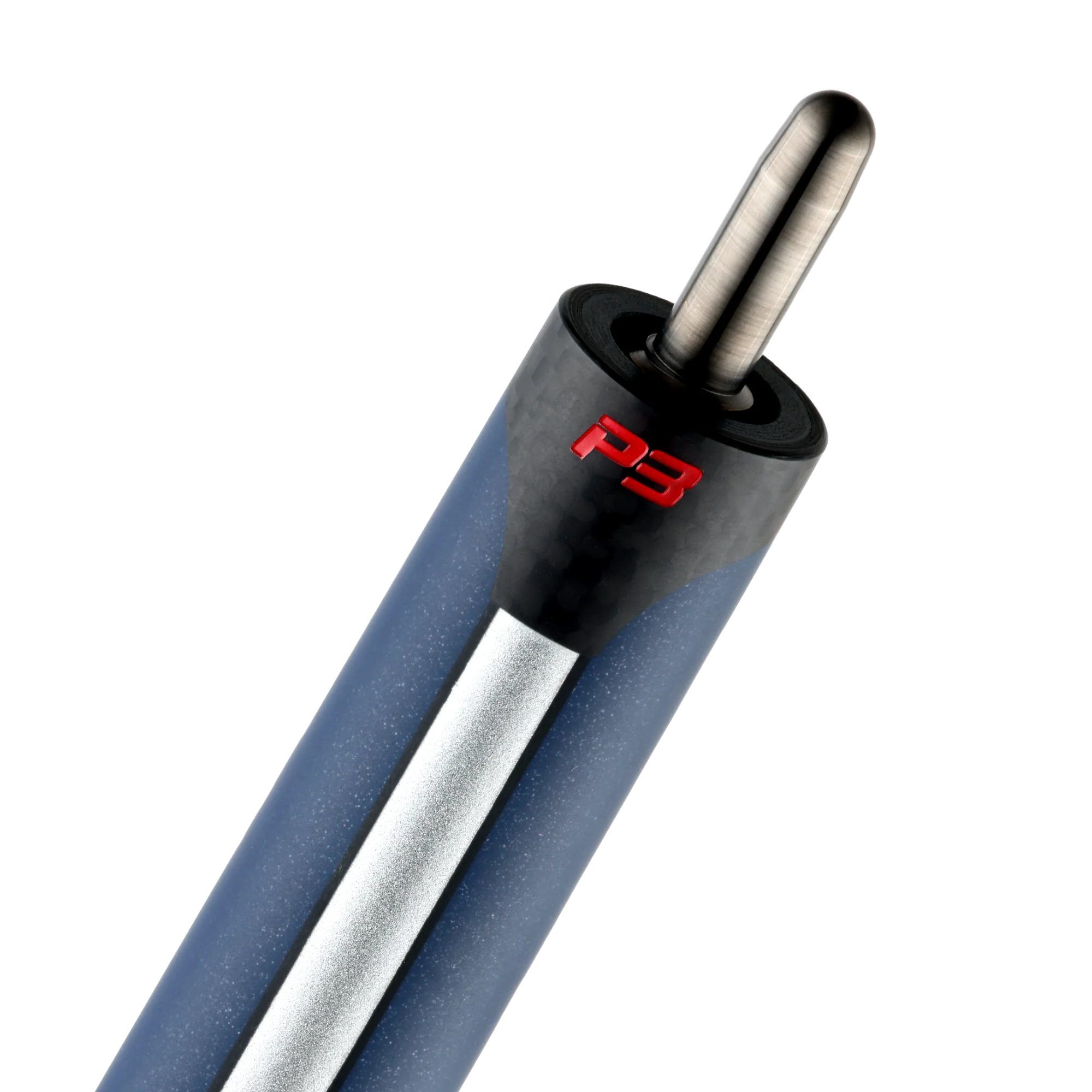 Red etched P3 logo on the carbon collar of the wrapless P3 USA cue