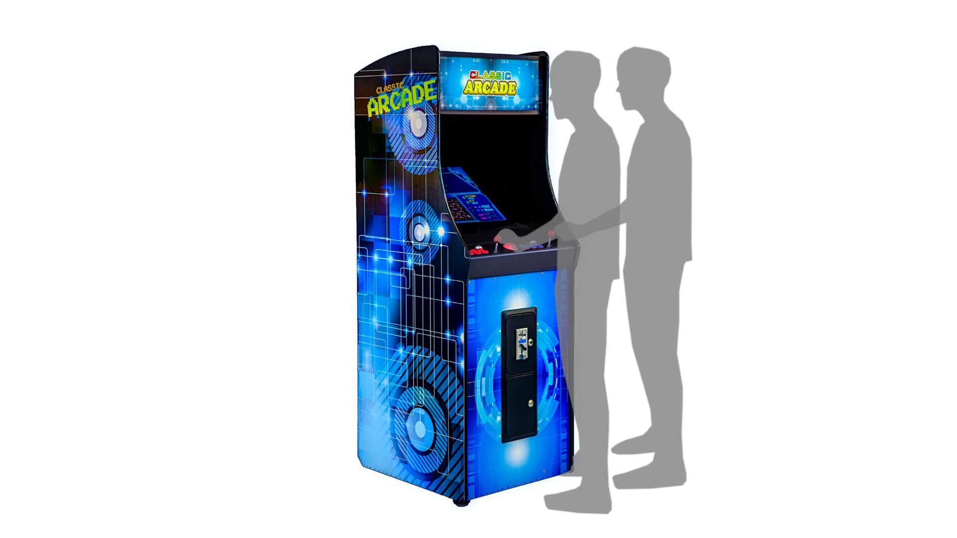 2 Player Arcade Cabinet with Trackball Scale Stand-Ina 2 Player Arcade Cabinet with Trackball Scale Stand-Ina