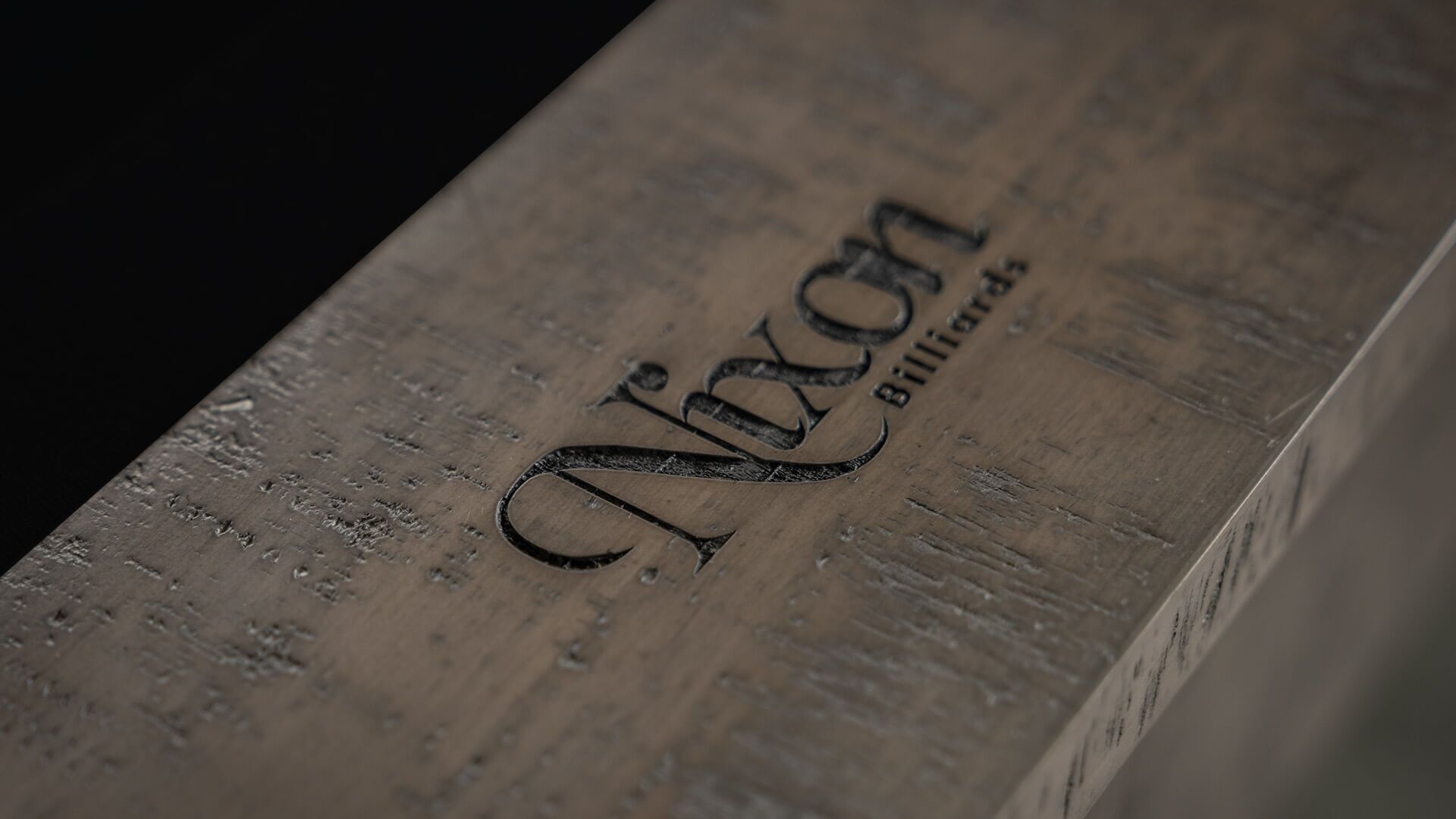 Nixon-Hunter-Wood-Antique-Pool-Table-Nixon-Logo-Black-Felt