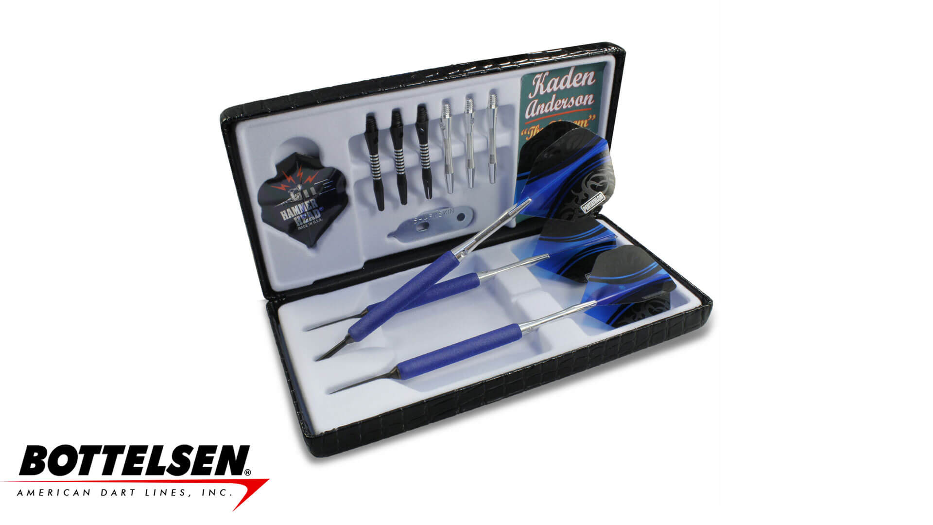 Bottelsen-Hammer-Head-Kaden-Anderson-Signature-Xtreme-Shark-Skins-Steel-Tip-Blue-Dart-Case Bottelsen-Hammer-Head-Kaden-Anderson-Signature-Xtreme-Shark-Skins-Steel-Tip-Blue-Dart-Case
