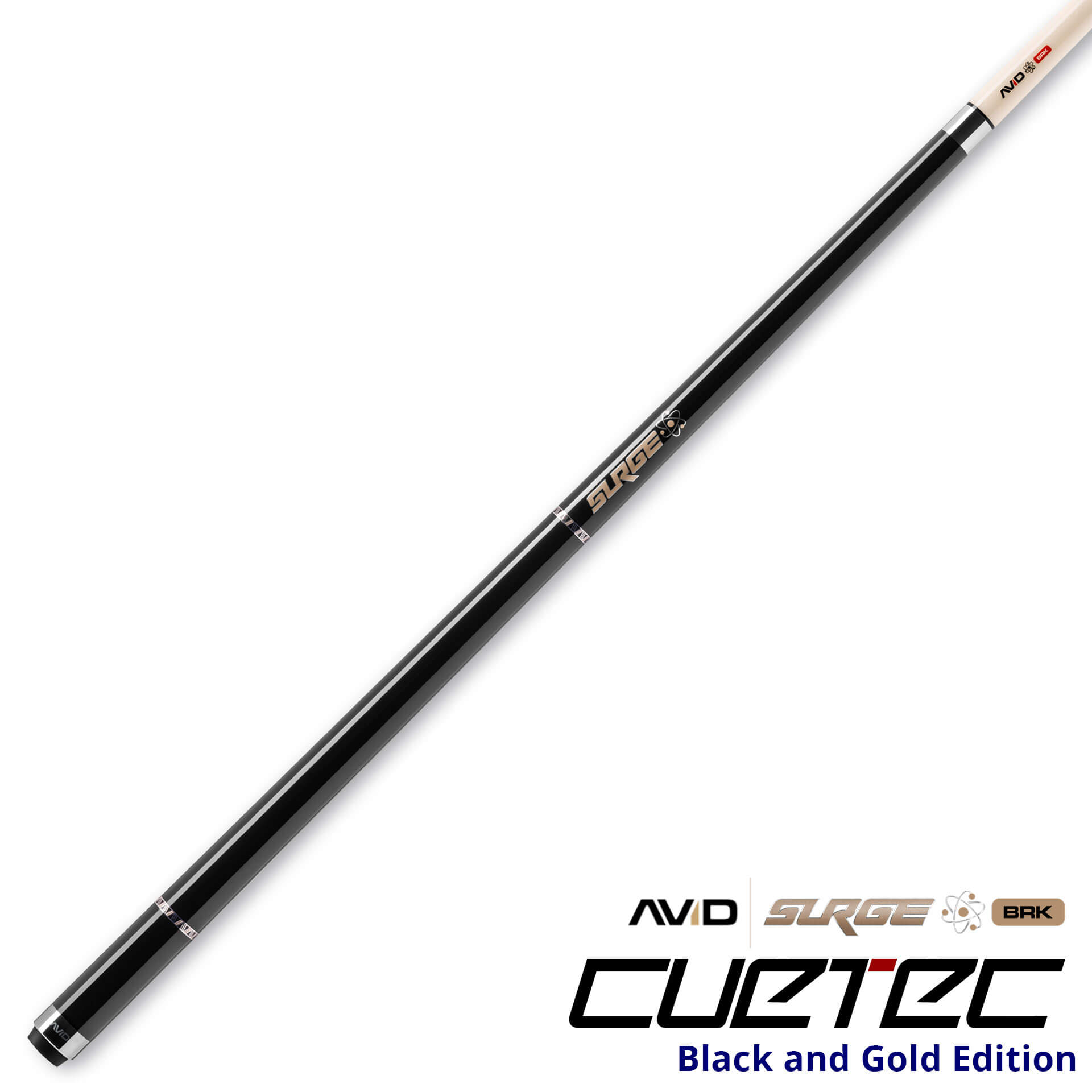 23-CT-AVID-SURGE-BRK-BLACKGOLD-95-330NW-FULL-CUE Cuetec Cues AVID Surge Break Pool Cue - Black Gold - Full Cue