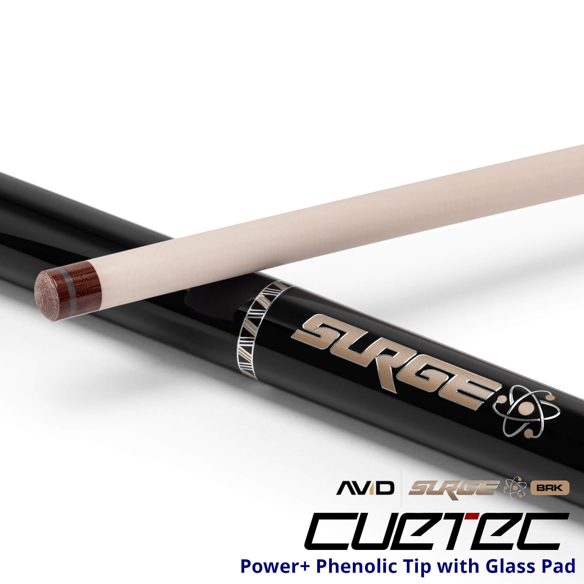 23-CT-AVID-SURGE-BRK-BLACKGOLD-95-330NW-TIP-LOGO Cuetec Cues AVID Surge Break Pool Cue - Black Gold - Power+ Phenolic Tip