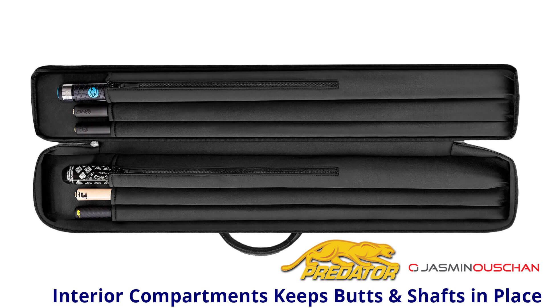 Pedator-Jasmin-Ouschan-Soft-2×4-Cue-Case-Interior-Compartments Predator "Jasmin Ouschan" 2x4 Soft Cue Case - Interior
