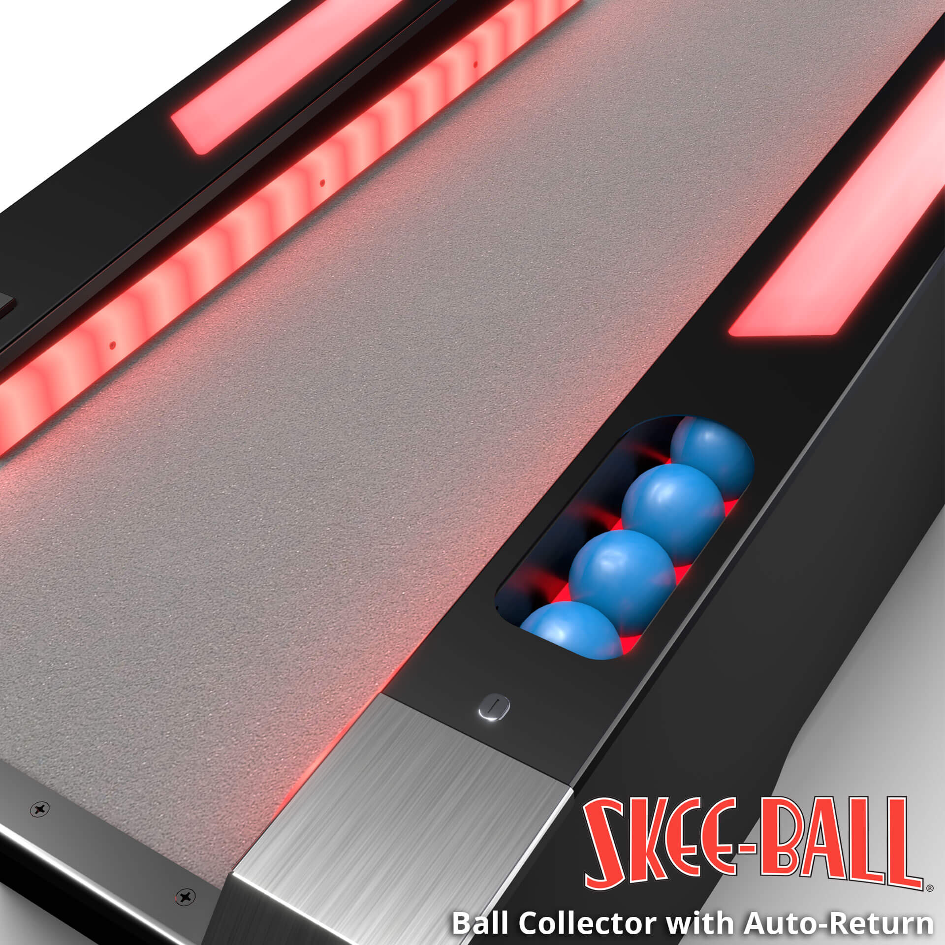 Skee Ball Arcade Machine “Glow” – Ball Collector Skee Ball Arcade Machine "Glow" for Sale