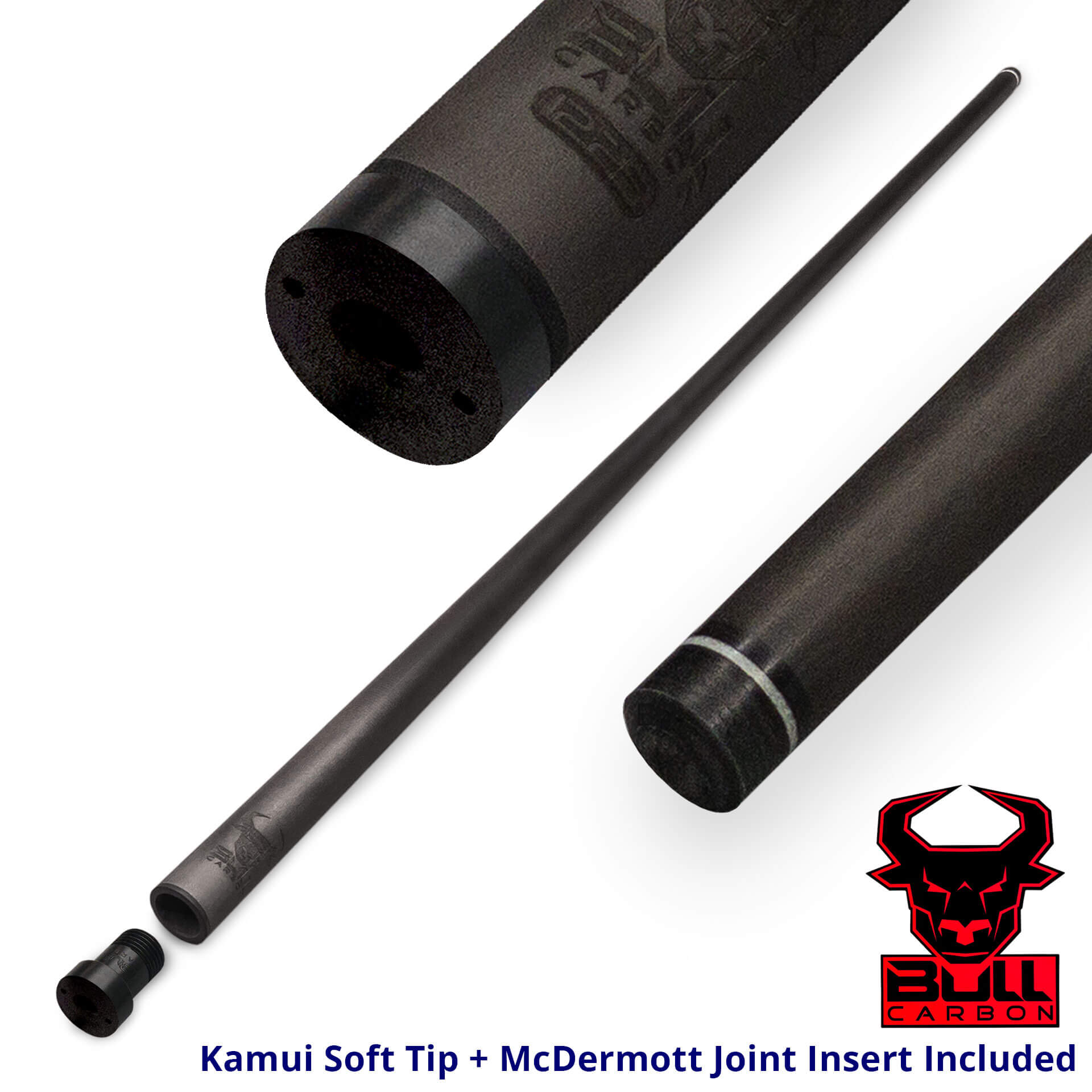 Pool-Cue-Bull-Carbon-Shaft-McDermott-Inserted Bull Carbon Fiber Shaft - Kamui Tip + McDermott Joint Insert for Sale