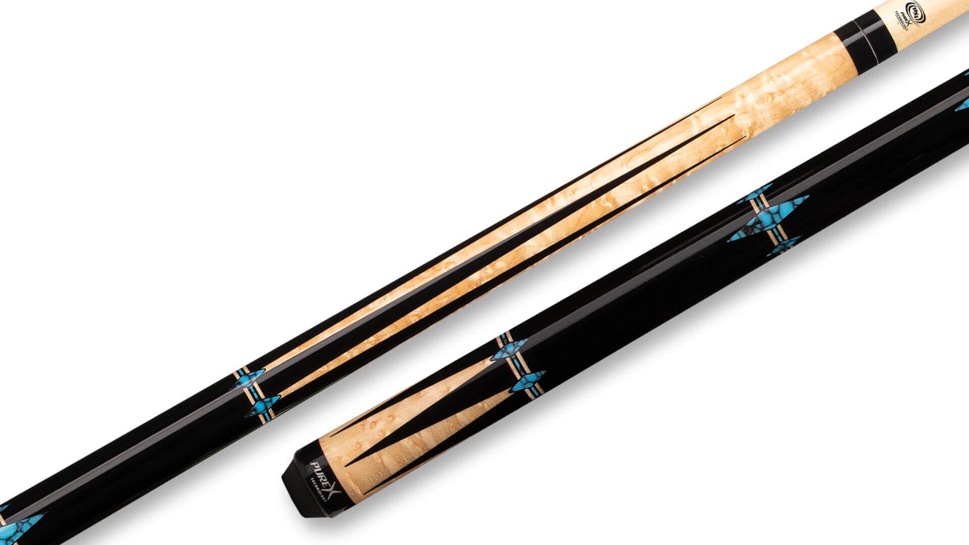 Pure X - Pool Cue Stained Birdseye Turquoise Graphics Wrapless - HXTE13 - Image 1