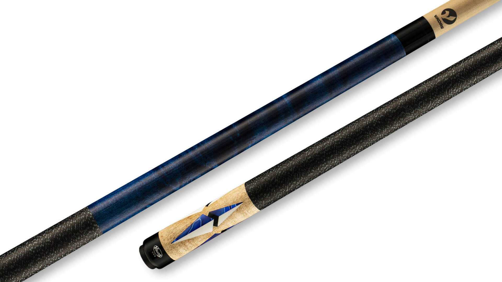 Viking - Blue Pool Cue Birdseye Maple Imitation-Pearl Inlays - B3331 - Image 1