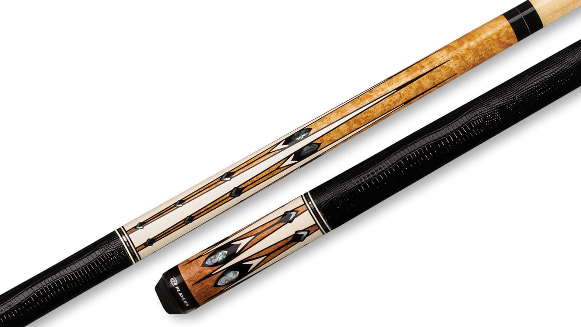 Players - Pool Cue Antique Maple Black Lizard Embossed-Leather Wrap - G4140 - Image 1