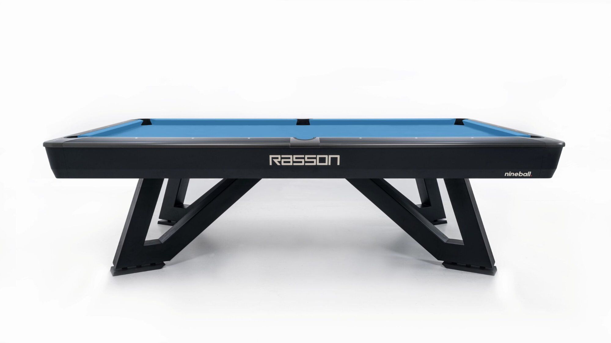 Rasson Wolf pool table in Black Fluorocarbon, side view