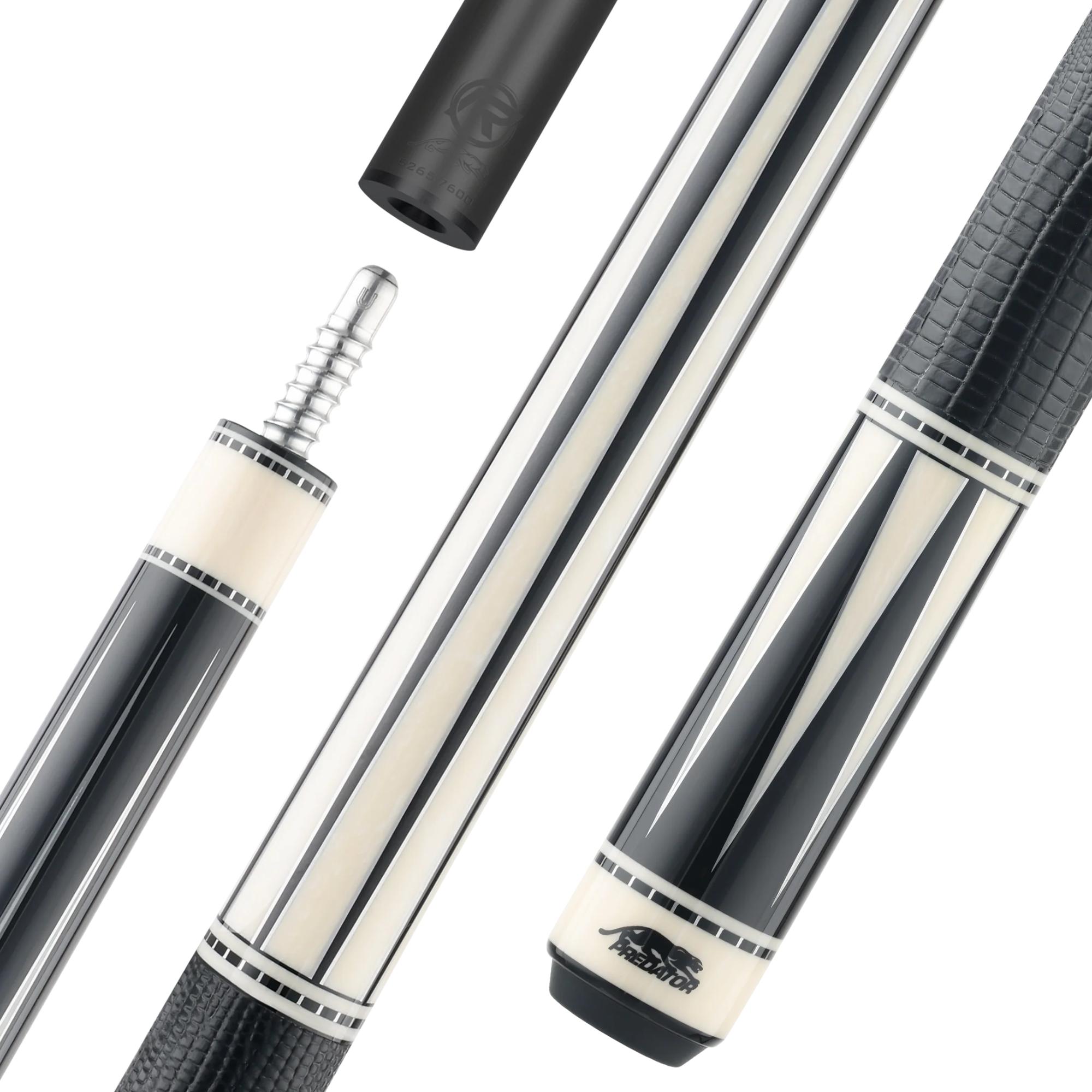 Predator Artisan Ebony and Ivorine pool cue, shaft, joint and butt sections