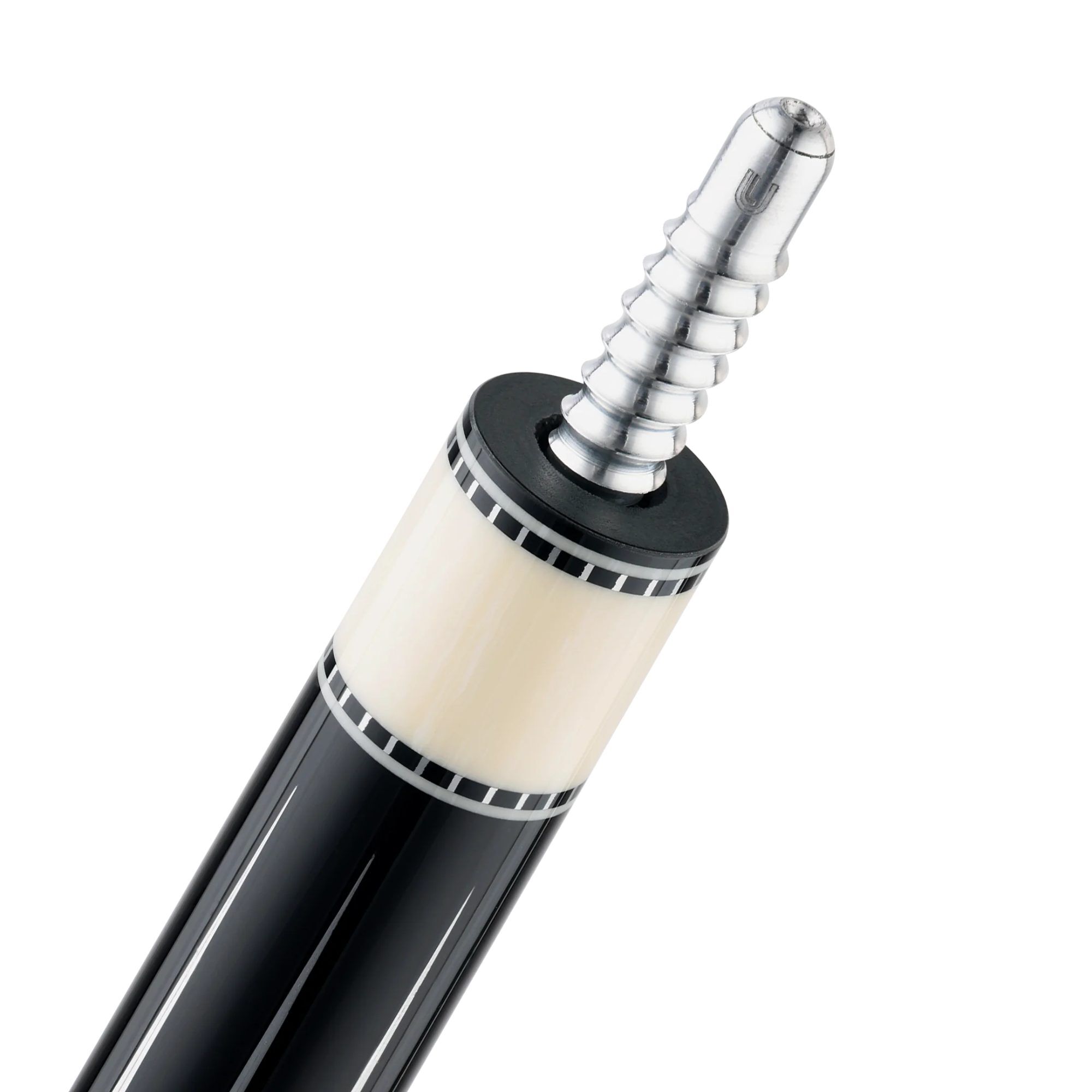 Predator Artisan Ebony and Ivorine pool cue, joint pin close-up