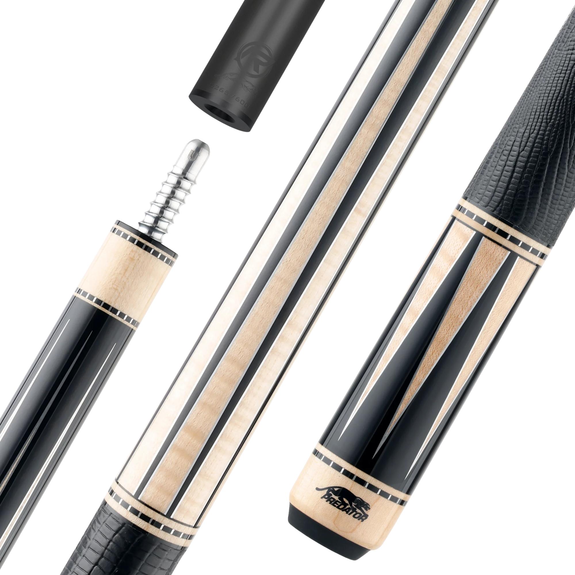 Predator Artisan Ebony and Maple pool cue, shaft, joint and butt sections