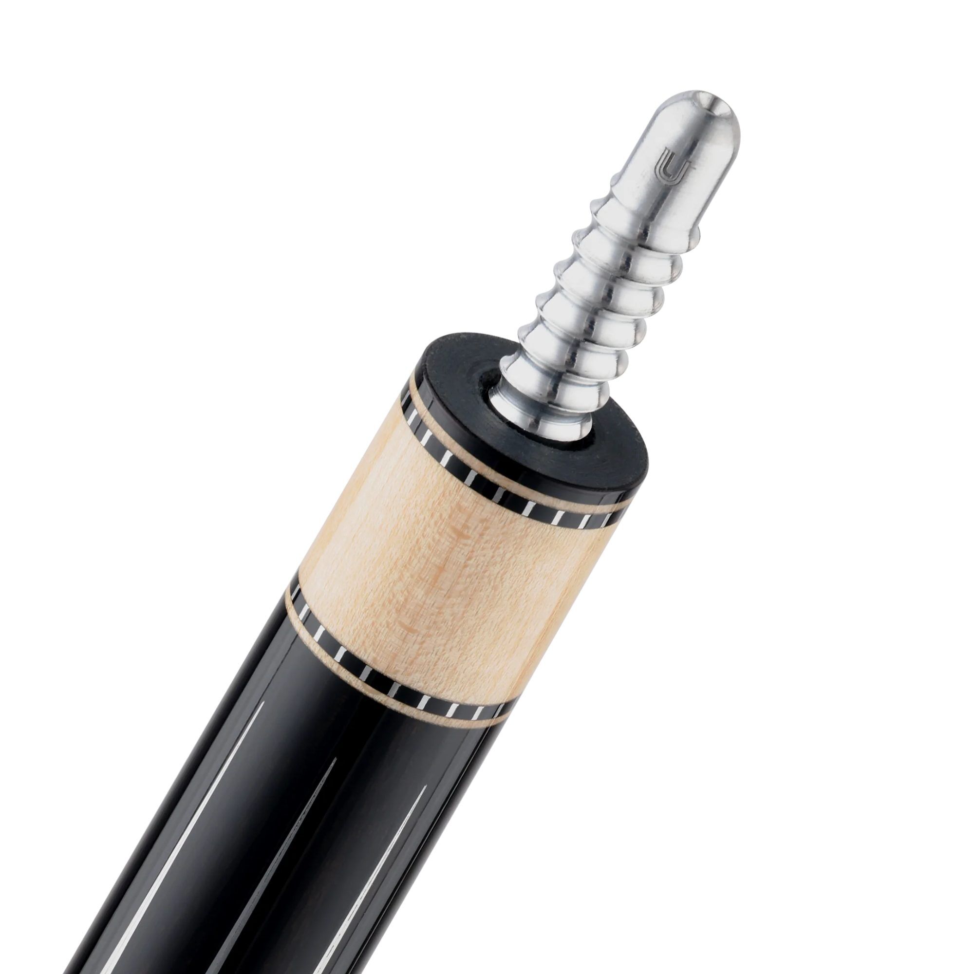 Predator Artisan Ebony and Maple pool cue, joint pin close-up
