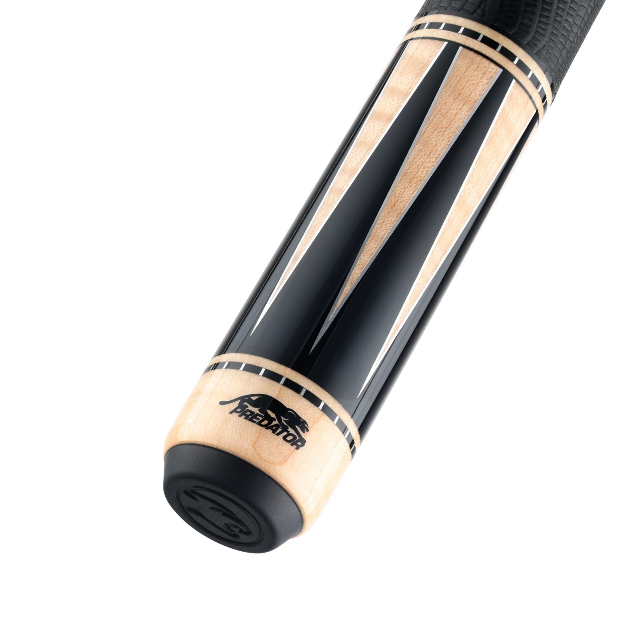 Predator Artisan Ebony and Maple pool cue, butt cap close-up