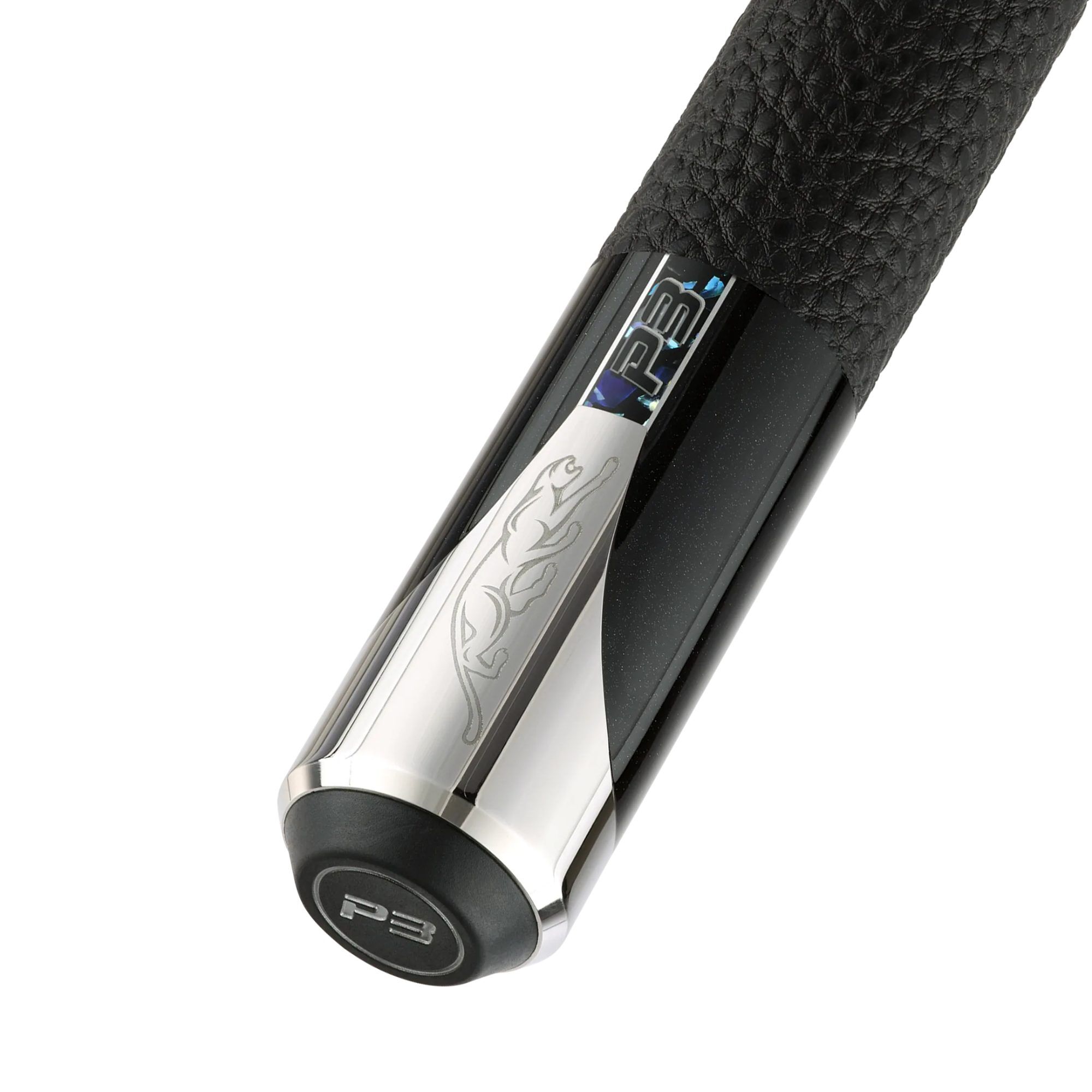 Predator P3 Galaxy Leather Luxe Wrap pool cue, butt sleeve at an angle