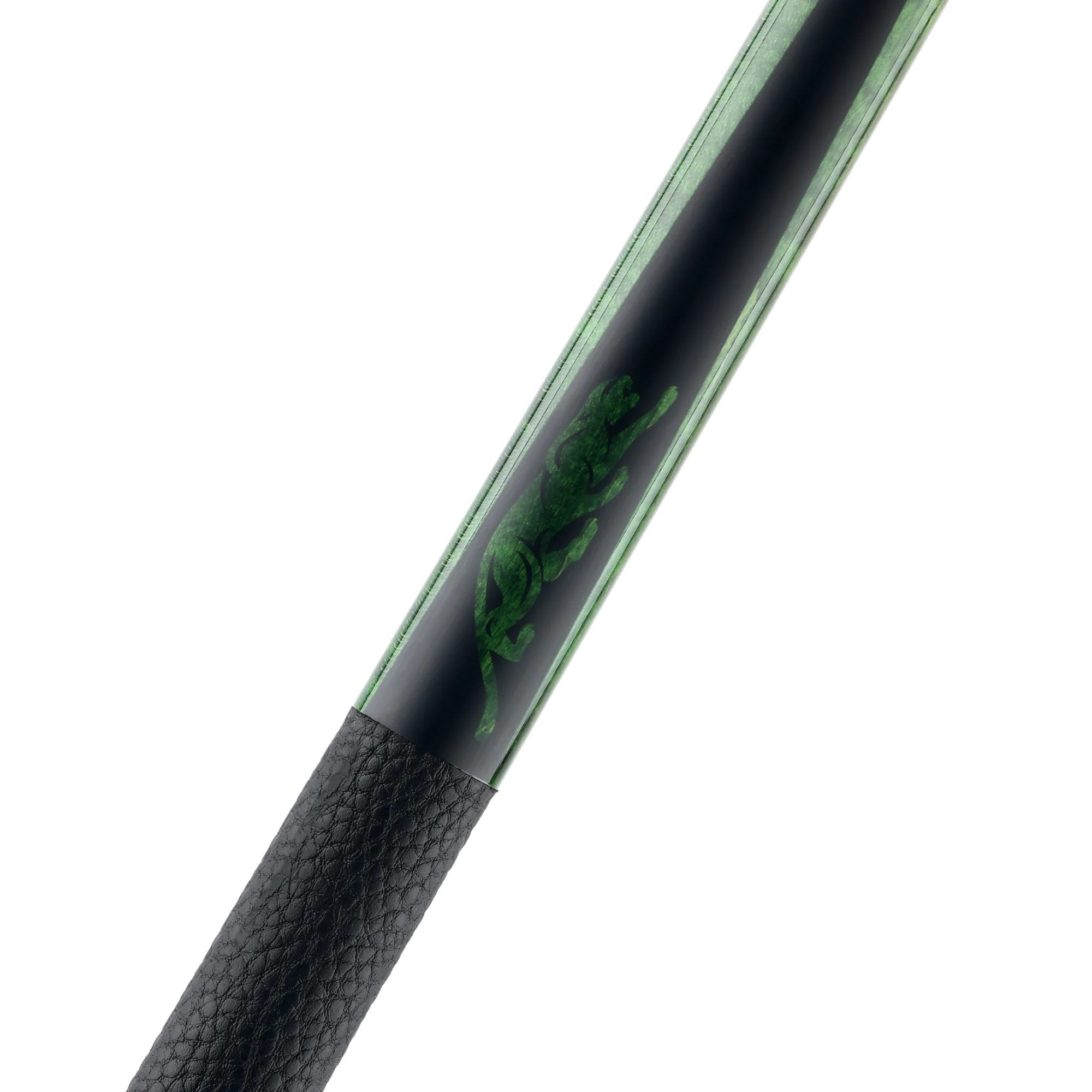 Matte black points with a green curly maple panther inlay on the SP2 Green 2