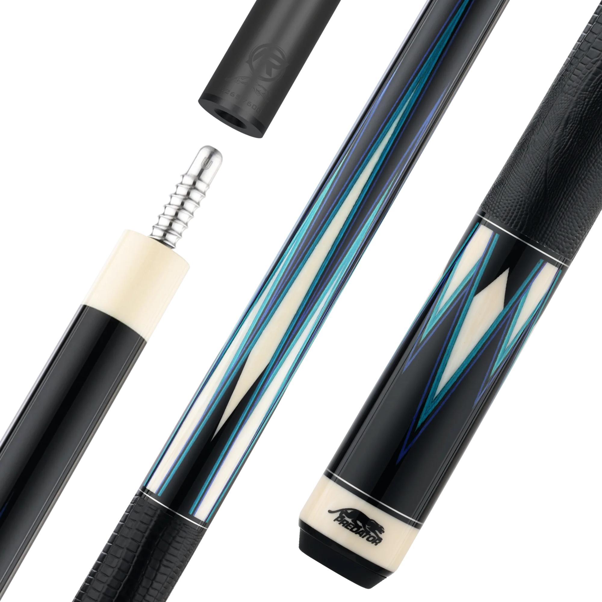 Predator True Splice 16 Ebony Blue Teal pool cue, shaft, joint and butt sections