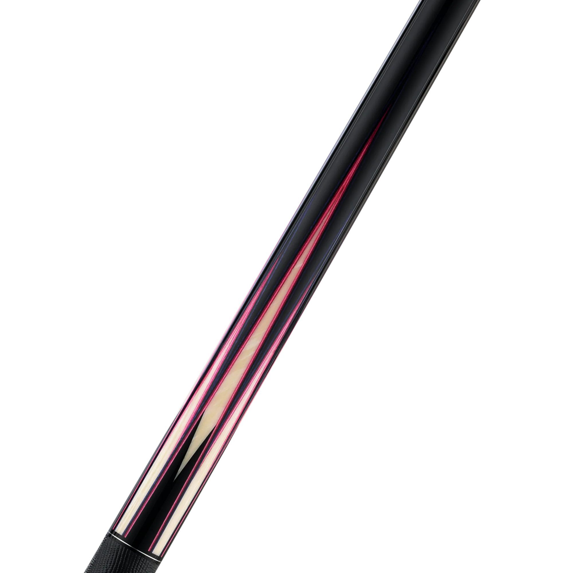 Predator True Splice 16 Ebony Purple Pink pool cue, forearm close-up